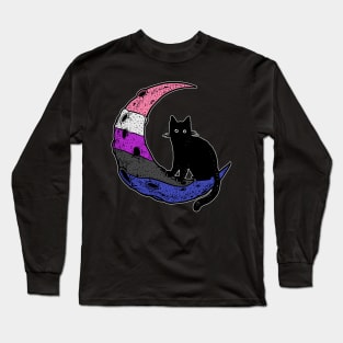 Genderfluid Cat Moon Long Sleeve T-Shirt